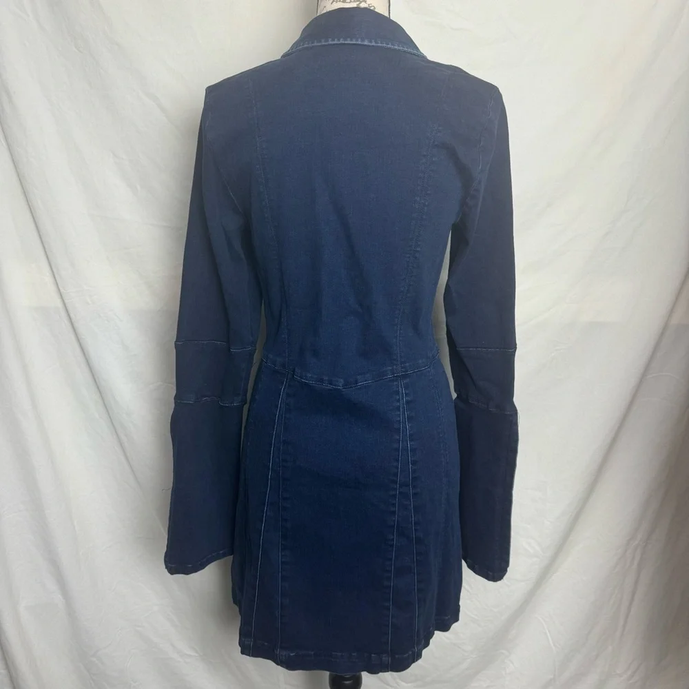 Free People Thea Dark Wash Denim Mini Dress Size S NWT - Picture 7 of 8